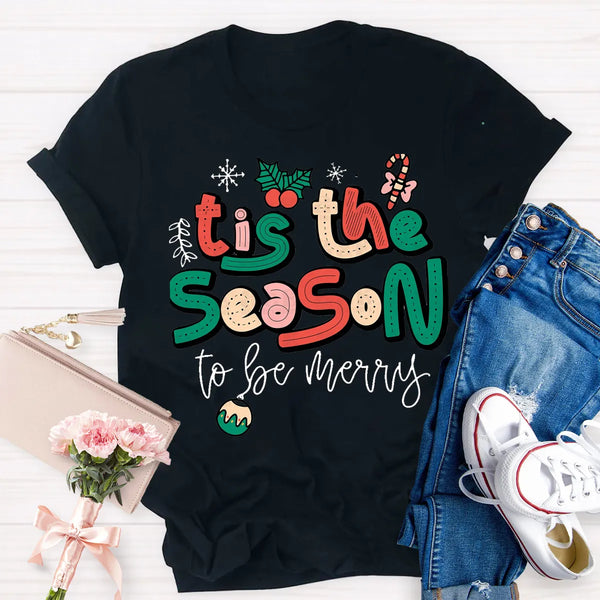 Festive Holiday Teacher Shirt, Tis the Season Christmas Teacher T-Shirt, Adorable Winter Educator Tee, Merry School Staff Pre