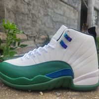 High Top Sneakers, White Green Colorway, Lace Up Design, Casual Gift for Sneaker Fans