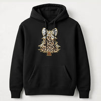 Festive Cheetah Holiday Sweatshirt, Leopard Print Christmas Tree Hoodie, Comfy Winter Tree Pullover, Trendy Xmas Graphic Hoodie