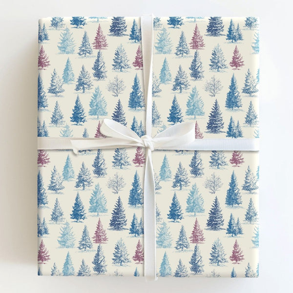 Rustic Christmas Tree Gift Wrap, Vintage Pine Tree Wrapping Paper, Winter Holiday Present Paper, Forest Pine Xmas Wrapping Pa