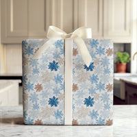 Blue and Copper Holiday Gift Wrap, Winter Snowflake Wrapping Paper, Elegant Christmas Wrapping Paper, Modern Seasonal Gift Wrap Roll