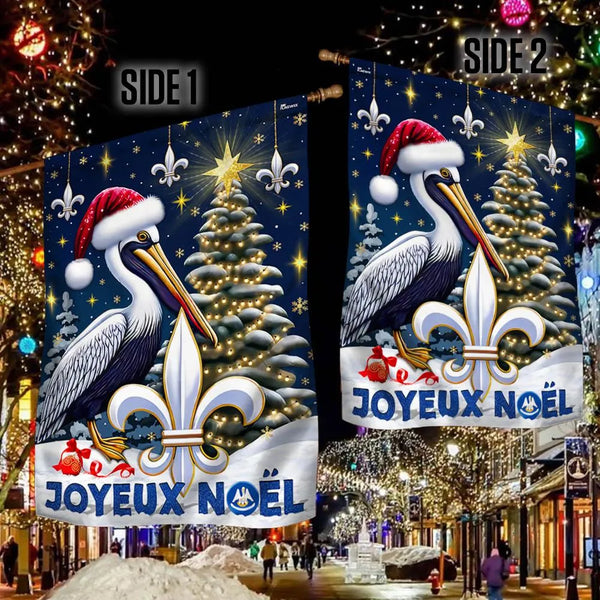 Joyeux Noel Pelican Yard Flag, Louisiana Christmas Garden Flag, Double Sided Fleur de Lis Cajun Flag, Holiday Porch Decor Gul