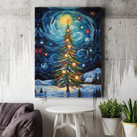Impressionist Winter Landscape Print, Christmas Tree Canvas Wall Art, Snowy Evergreen Pine Decor, Festive Holiday Canvas Wall Hanging