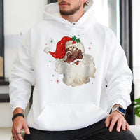 Vintage Black Santa Christmas Hoodie, Black Santa Hoodie, Retro African American Santa Hoodie, Festive Xmas Hooded Sweatshirt Pullover