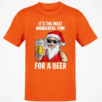 Humorous Santa Drinking Shirt, Most Wonderful Time for a Beer Christmas T-Shirt, Retro Ugly Xmas Holiday Graphic Tee, Beer Lover Present