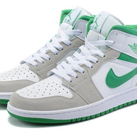 Sneakers, White Green Gray Colorway, Lace Up Design, Casual Gift for Sneaker Fans