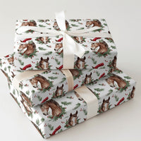 Watercolor Equestrian Gift Wrap, Christmas Horse Wrapping Paper, Santa Hat Horse Wrapping Paper, Farm Animal Christmas Wrapping Paper