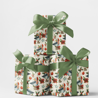 Coastal Holiday Gift Wrap, Seagull Christmas Wrapping Paper, Beach Nautical Wrapping Paper, Seagull Present Wrap, Xmas Holiday Present Paper