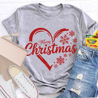 Festive Holiday Snowflake Christmas Shirt, Christmas Snowflakes and Hearts T-Shirt, Adorable Winter Graphic Tee, Holiday Present Christmas T-Shirt