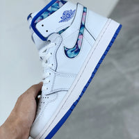 Low Top Sneakers, Blue White Colorway, Lace Up Design, Casual Gift for Sneaker Fans