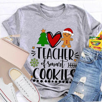 Christmas Tree Holiday Teacher Shirt, Teacher of Smart Cookies T-Shirt, Humorous Teacher Xmas Tee, Adorable School Educator Present T-Shirt