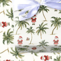 Beach Palm Tree Holiday Gift Wrap, Tropical Santa Christmas Wrapping Paper, Coastal Santa Wrapping Paper, Summer Xmas Gift Wrapping Paper