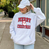 Retro Distressed Santa Claus Pullover, Merry Christmas Santa Hoodie, Vintage Xmas Graphic Hoodie, Holiday Sweatshirt