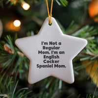 Dog Lover Star Ornament, English Cocker Spaniel Mom Ornament, Ceramic Christmas Tree Ornament, Puppy Holiday Keepsake Present for Dog Mom