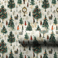 Vintage Street Scene Holiday Gift Wrap, Victorian Christmas Village Wrapping Paper, Nostalgic Xmas Wrapping Paper, Elegant Gift Wrap Roll