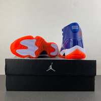 High Top Sneakers, Royal Blue White Orange Colorway, Leather Footwear, Lace Up Design, Casual Gift for Sneaker Fans