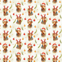 Antler Santa Hat Dog Gift Wrap, Airedale Terrier Christmas Wrapping Paper, Festive Puppy Holiday Wrapping Paper, Dog Lover Present Paper Roll