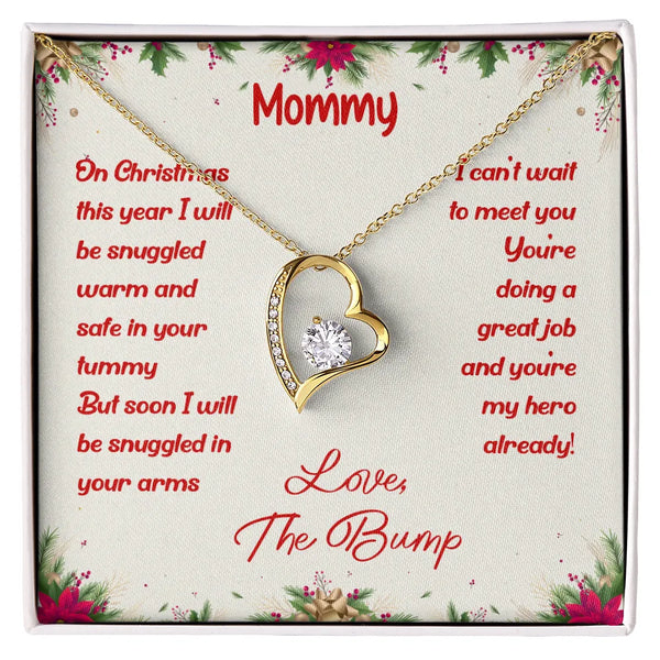 14K White Gold Finish Pendant, First Christmas New Mom Forever Love Heart Necklace
