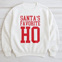 Humorous Christmas Party Sweatshirt, Santa's Favorite Ho Sweatshirt, Naughty Holiday Sweater, Retro Xmas Crewneck Sweatshirt, Humorous Xmas Present