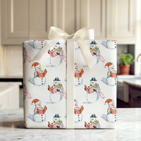 Caroling Snowman Gift Wrap, Singing Snowman Christmas Wrapping Paper, Watercolor Winter Wrapping Paper, Festive Xmas Present Wrapping Paper