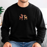 Adorable Festive Holiday Sweater, Christmas Reindeer Sweatshirt, Minimalist Antler Crewneck, Comfy Winter Wonderland Pullover Unisex