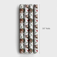 Watercolor Equestrian Gift Wrap, Christmas Horse Wrapping Paper, Santa Hat Horse Wrapping Paper, Farm Animal Christmas Wrapping Paper