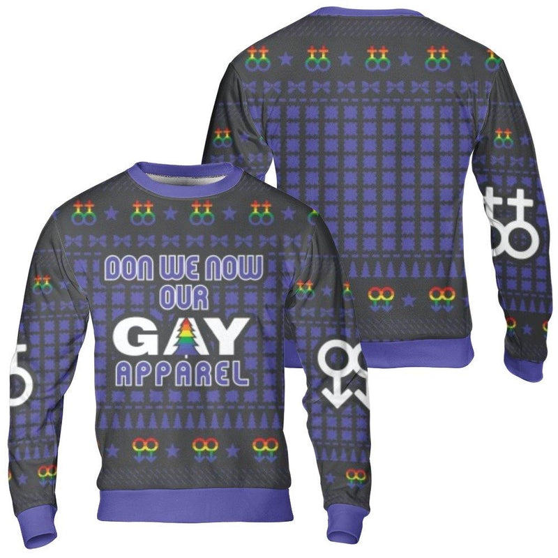 LGBTQ Pride Ugly Christmas Sweater, Don We Now Our Gay Apparel Sweatshirt, Gay Pride Holiday Sweatshirt, Rainbow Xmas Crewneck Sweatshirt