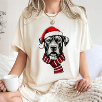 Adorable Holiday Dog Shirt, Santa Hat Christmas Dog T-Shirt, Festive Dog Lover Tee, Winter Puppy Graphic T-Shirt, Christmas Present for Dog Mom