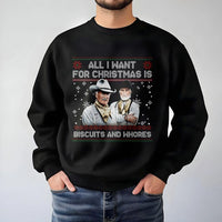 Humorous Western Christmas Sweatshirt, Biscuits and Whores Sweatshirt, Retro Cowboy Holiday Crewneck, Rude Xmas Sweater, Country Western Present