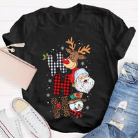 Merry Christmas Vibes Graphic Tee, Christmas Reindeer Snowman Santa Claus Shirt, Adorable Holiday Season T-Shirt, Festive Xmas Shirt