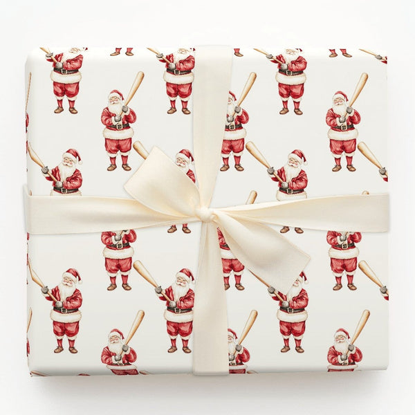 Baseball Christmas Gift Wrap, Santa Claus Baseball Wrapping Paper, Sports Holiday Gift Wrap, Baseball Xmas Wrapping Paper, Sp