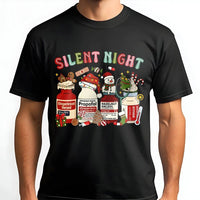 Humorous Medical Holiday Shirt, Silent Night Nurse Christmas T-Shirt, ICU Hospital Doctor Graphic Tee, Adorable Nurse Xmas Tee, Holiday Nurse Present