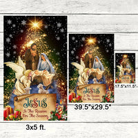 Nativity Scene Christmas Yard Flag, Jesus Is the Reason for the Season Garden Flag, Double Sided Christian Flag, Winter Holiday Yard Decor