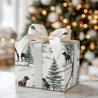 Winter Forest Dog Gift Wrap, Watercolor Black Lab Christmas Wrapping Paper, Red Bandana Xmas Wrapping Paper, Pet Lover Holiday Gift Wrap