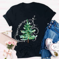 Festive Holiday Graphic Tee, Merry and Bright Christmas Tree Shirt, Retro Xmas Tree T-Shirt, Christmas Season Apparel, Winter Holiday Present