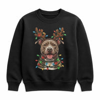 Reindeer Antlers Festive Dog Sweatshirt, Pitbull Christmas Sweatshirt, Adorable Holiday Puppy Sweatshirt, Dog Mom Xmas Crewneck, Dog Dad Present