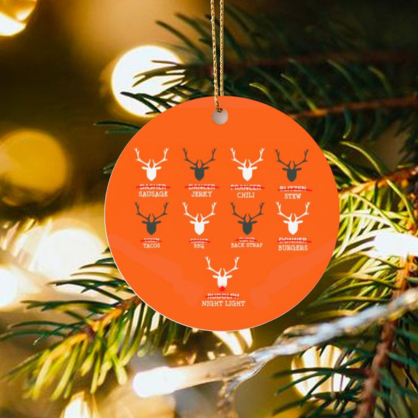 Reindeer Meat Chart Ceramic Ornament, Humorous Hunter Christmas Ornament, Deer Hunting Tree Ornament, Outdoorsman Holiday Kee