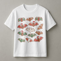 Adorable Spooky Creepmas Graphic Tee, Gingerbread Bat T-Shirt, Gothic Christmas Cookie T-Shirt, Alternative Pastel Goth Xmas Holiday Top