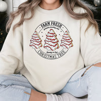 Retro Holiday Snack Cake Crewneck, Farm Fresh Christmas Tree Cakes Sweatshirt, Vintage Xmas Baking Sweater, Sweet Tooth Foodie Present