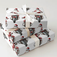 Vintage Biker Santa Gift Wrap, Motorcycle Santa Wrapping Paper, Humorous Motorcycle Christmas Wrapping Paper, Biker Holiday Gift Wrap