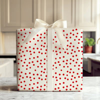 Confetti Pattern Birthday Gift Wrap, Red Polka Dot Gift Wrapping Paper, Cream Holiday Wrapping Paper, Festive Christmas Gift Wrap Roll