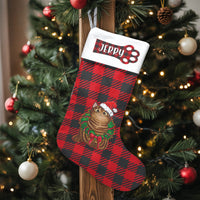 Red Buffalo Plaid Holiday Stocking, Cat Christmas Stocking, Personalized Kitten Christmas Stocking, Pet Holiday Stocking, Cat Lover Present