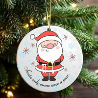 Naughty Santa Claus Tree Ornament, Humorous Santa Christmas Ornament, Adult Humor Holiday Ornament, Ceramic Secret Santa Present for Friends
