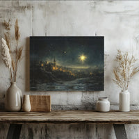Nativity Night Canvas Print, Star of Bethlehem Canvas Art, Christian Christmas Wall Art, Bethlehem City Canvas Decor, Religious Holiday Present