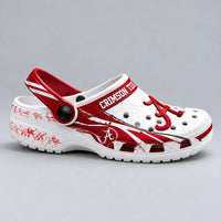 ALA Script Crimson - White and Red Statement Clogs