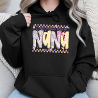 Floral Checkerboard Nana Sweatshirt, God Made Me a Nana Hoodie, Grandmother Graphic Hooded Pullover, Blessed Nana Christmas Present