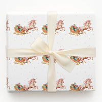 Santa Sleigh Fantasy Gift Wrap, Unicorn Christmas Wrapping Paper, Magical Unicorn Holiday Wrapping Paper, Whimsical Wrapping Paper Roll