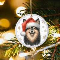 Santa Hat Finnish Lapphund Ornament, Finnish Lapphund Christmas Ornament, Finnish Lapphund Ceramic Holiday Tree Ornament, Dog Lover Present