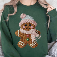 Yarn Knit Gingerbread Sweater, Adorable Gingerbread Man Sweatshirt, Christmas Holiday Crewneck, Festive Gingerbread Sweatshirt, Present for Her