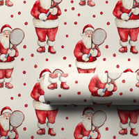 Sporty Christmas Gift Wrap, Santa Tennis Wrapping Paper, Watercolor Tennis Player Holiday Wrapping Paper, Adorable Santa Claus Gift Wrap Roll